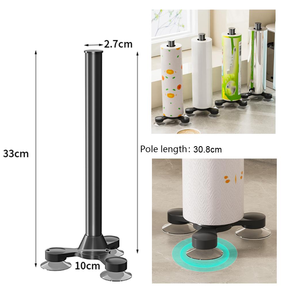 Stainless Steel Free Standing Paper Roll Holder Stand Paper Towel Holder Kitchen Roll Holder for Kitchen Bathroom Countertop