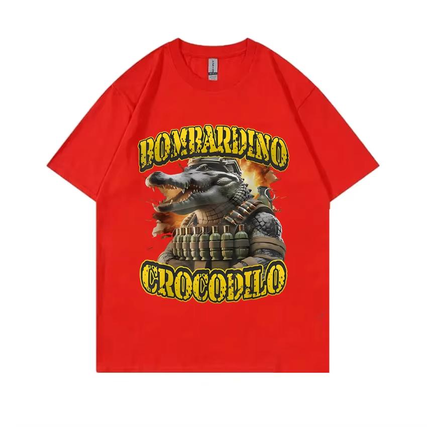 

Футболка с графическим принтом Bombardiro Crocodilo Итальянская забавная футболка Brainrot для мужчин и женщин Повседневная футболка с юмором и шутками Мужская модная уличная одежда XXXL