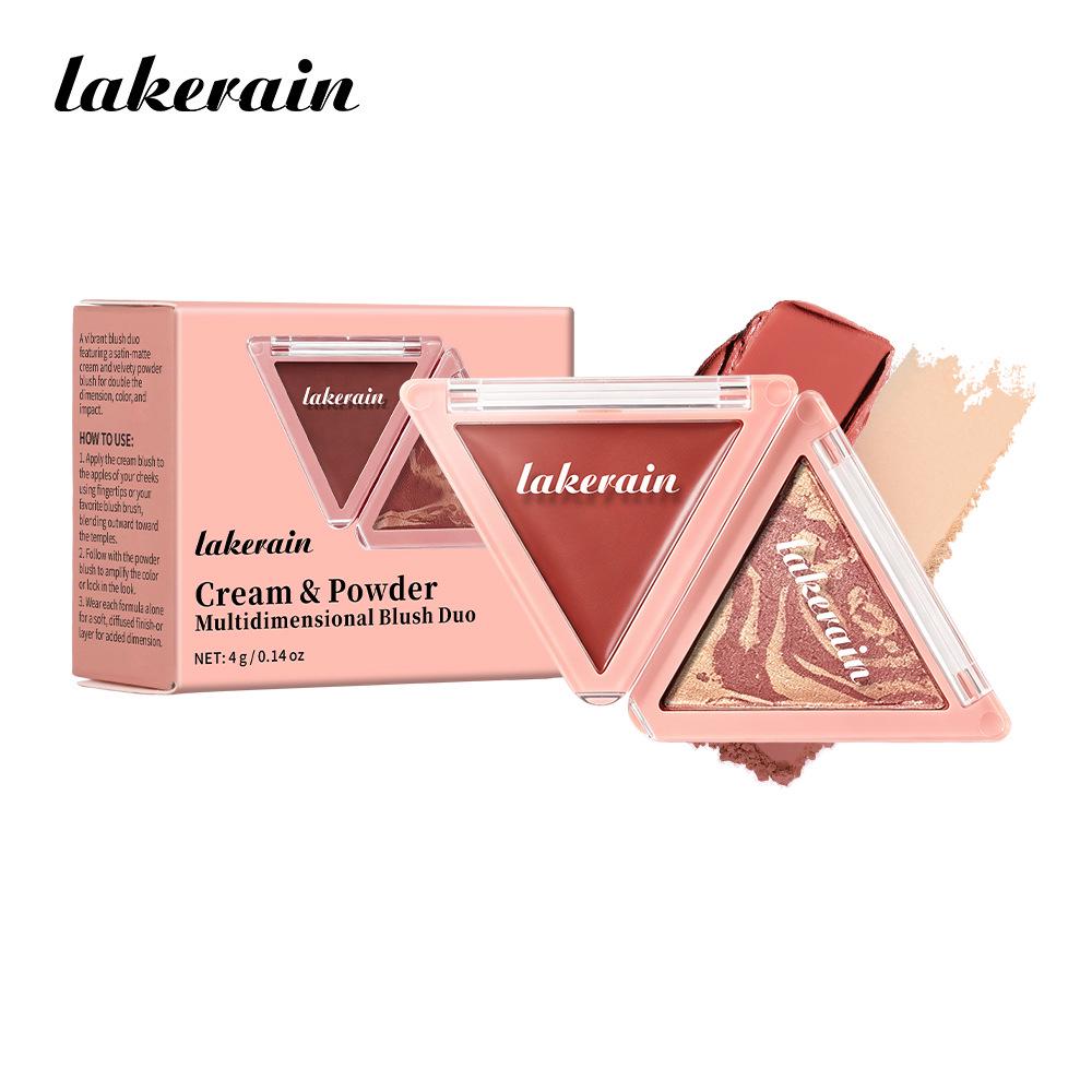 Lakerain Zweifarbige Rouge-Palette - Matt & Sanft Leuchtend, Aufbaubare Formel, Langanhaltend, Mini, Tragbarer Primer.