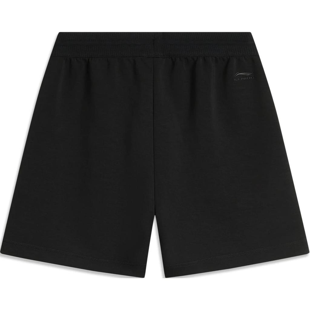 Li Ning Sports Lifestyle Series Solid Color Mid Waist Drawstring Loose Straight Casual Shorts Women Shorts Black AKSU224-3
