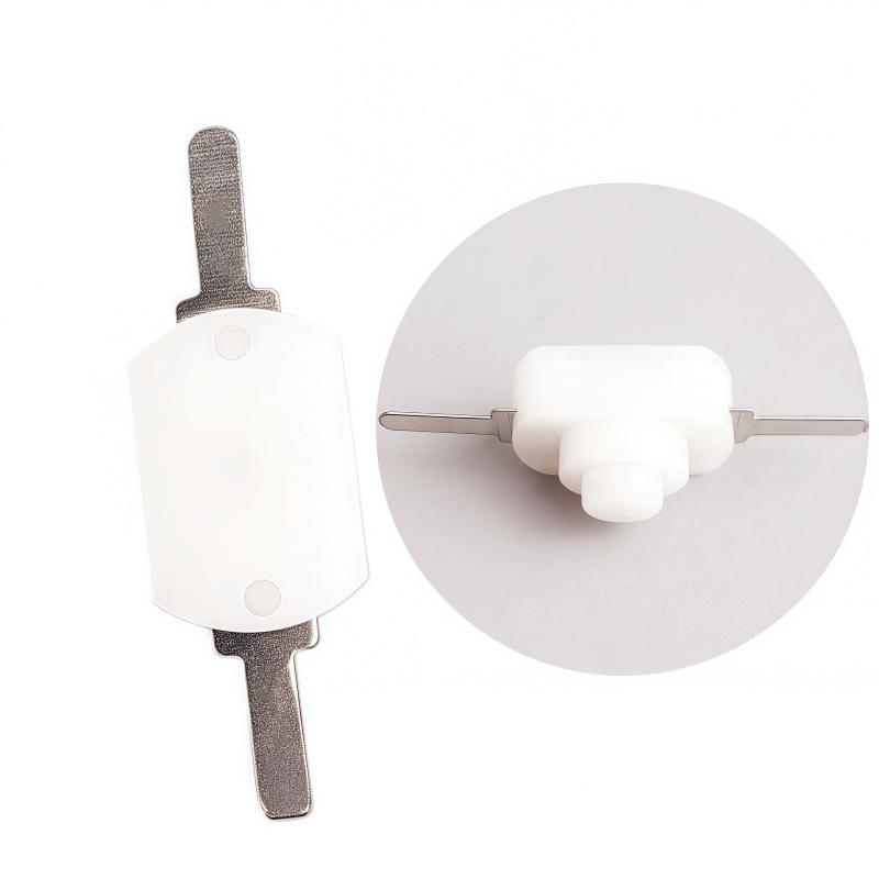White Self-Locking Flashlight Touch Button Switch 1208YD - Flat Pin, One-On-One-Off