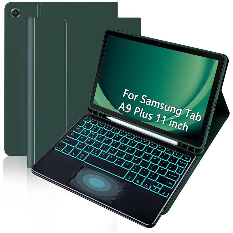 Samsung Tablet A9 Plus 11-Inch Leather Protective Case with Seven-Color Backlit Touchpad Bluetooth Keyboard and Pen Slot