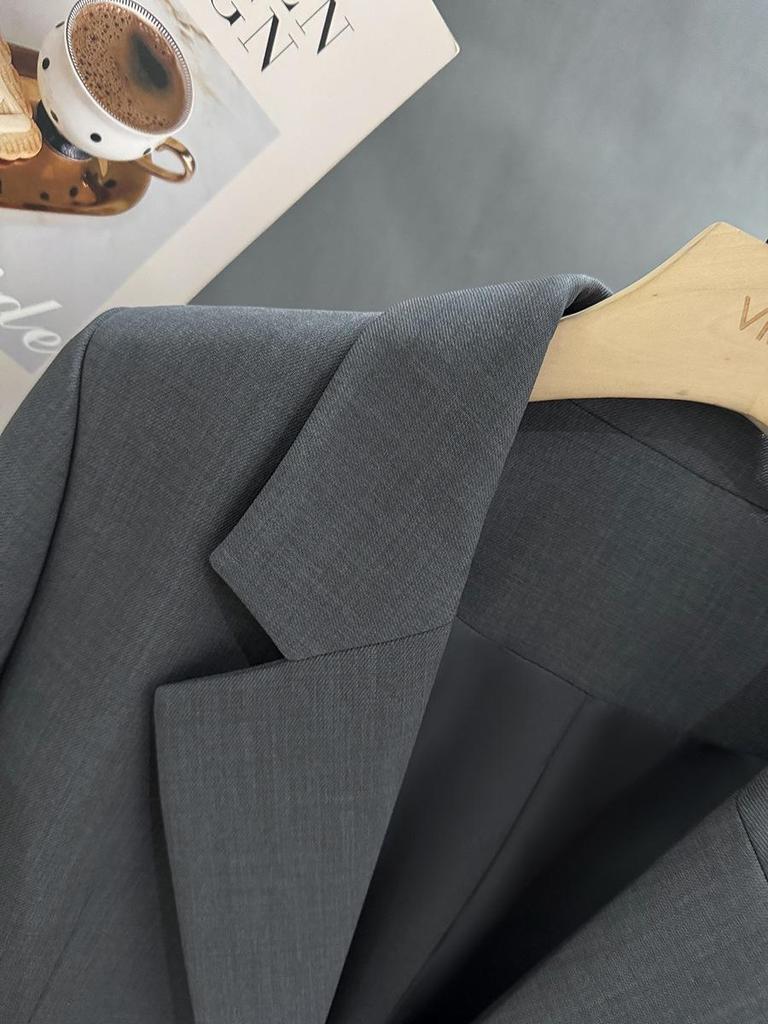 Veste de tailleur grise pour femme de haute qualité avec manchette en dentelle, Printemps/Automne 2025, Style Célébrité Internet