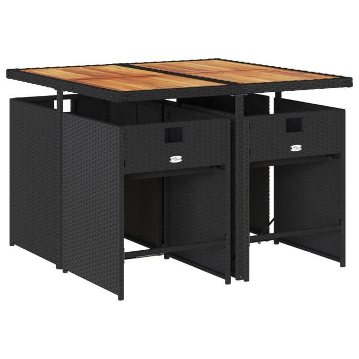 VidaXL Ensemble à manger de jardin coussins 5pcs Noir Résine tressée 3277850