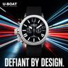 U-BOAT Italo Fontana Quartz Chronograph Watch Men's 44mm Silicone Strap 1001M Waterproof Casual Sport Wristwatch