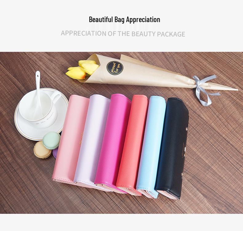 2025 Korean Style Cute Bow Buckle Ladies' Wallet with Rivets
