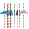 50 Pcs Hawaiian Paper Umbrella Straws for Party Decorations