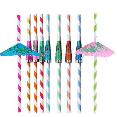 50 Stück Hawaiianische Papier-Schirmchen-Strohhalme für Partydekorationen