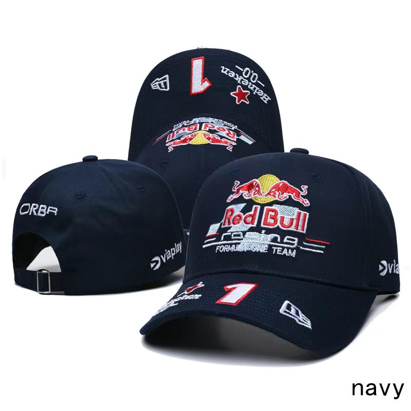 Red Bull Stylowa czapka z daszkiem w stylu wyścigowym, haftowana, dla mężczyzn i kobiet, regulowana, z zakrzywionym daszkiem, modna, sportowa, przeciwsłoneczna, z motywami motorsportu