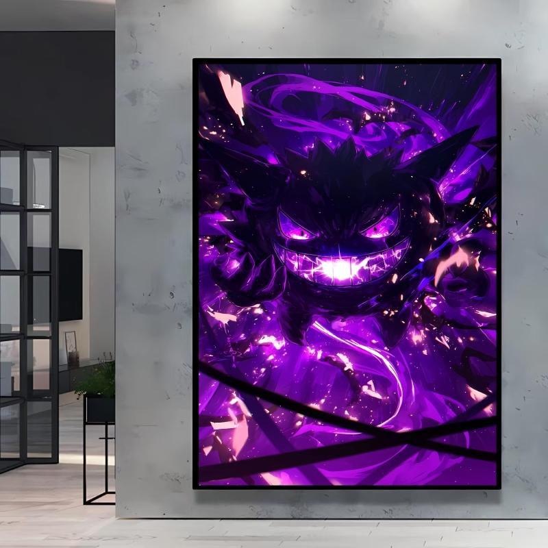 Canvas Artwork Painting Pokemon Gengar Poster Hd Prints Cartoon Character Picture Classic Modern Home Living Room Wall Decor