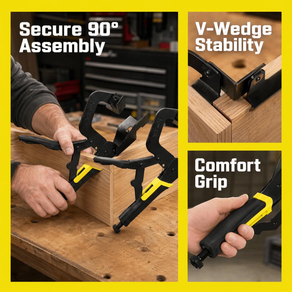 2 Pcs Precise Woodworking Right Angle Clamp Quick Assembly Tool For Cabinet Assembly