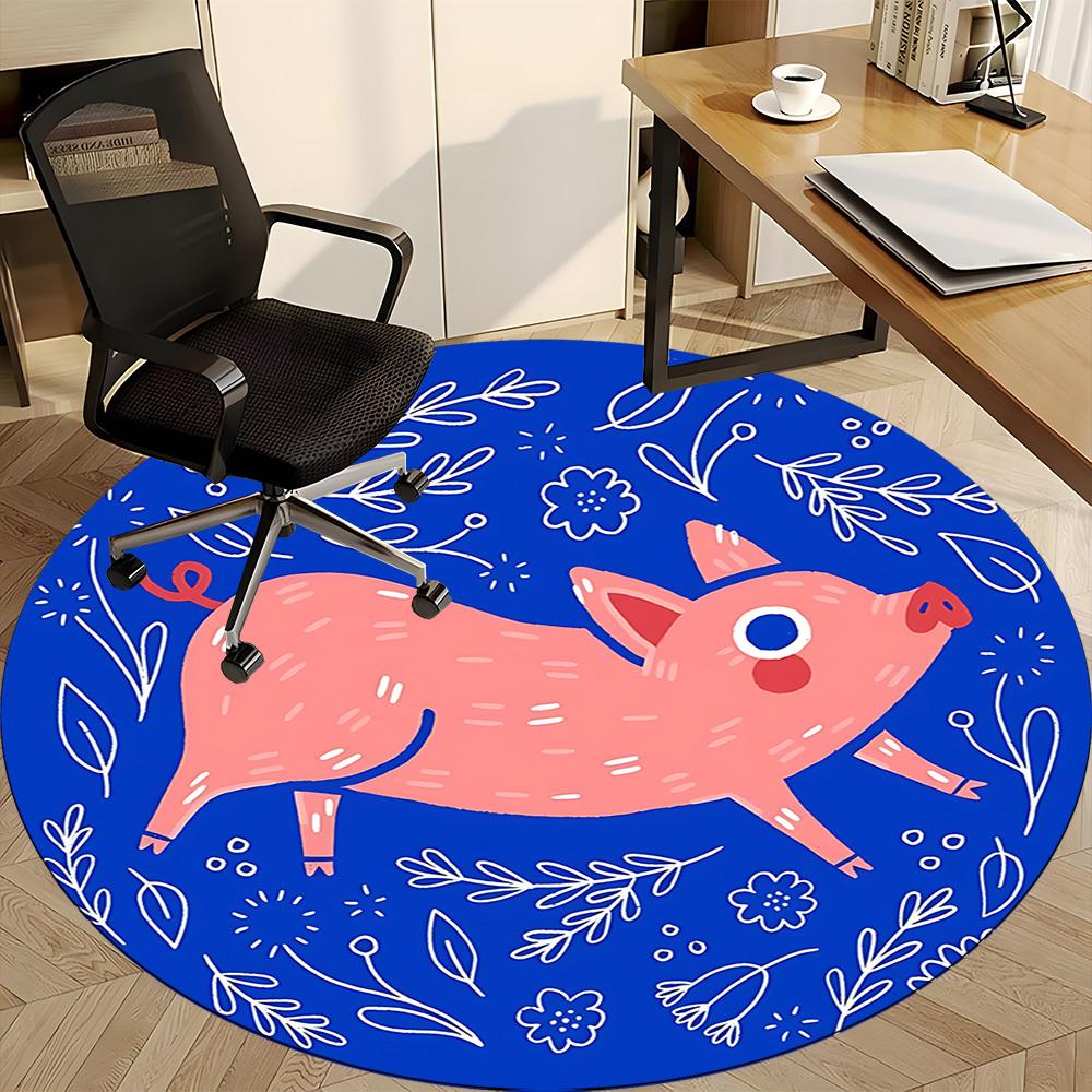 1pc Piggy Pattern Chair Carpet for Office Non Slip, Lightweight, Machine Washable Rug for Office Holiday Decor