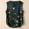 Women's Casual, Loose-Fitting, Printed, Sleeveless Linen Blouse