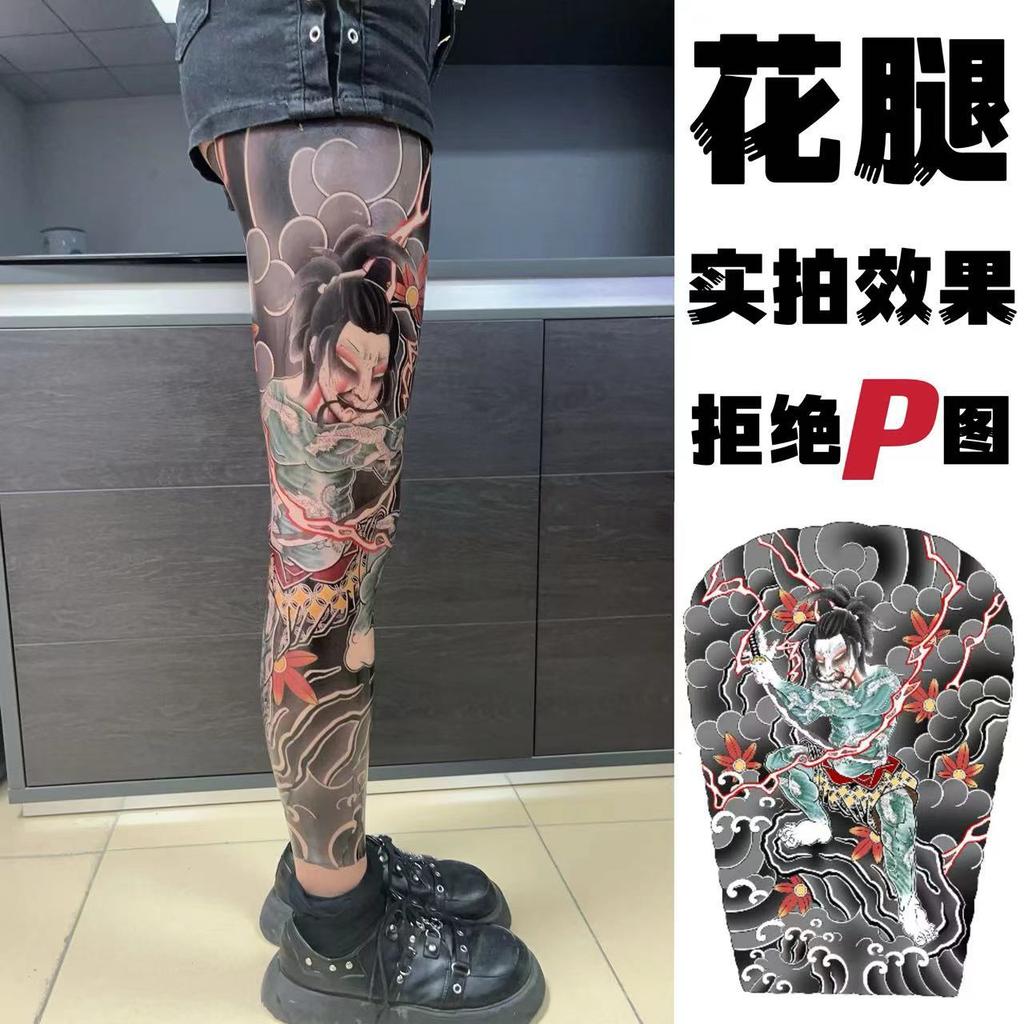 Autocollants de tatouage traditionnels jambe fleur sont imperméables, résistants à l'usure et durables3-5Unisexe Dragon Réaliste Fleur de Pivoine Style Japonais
