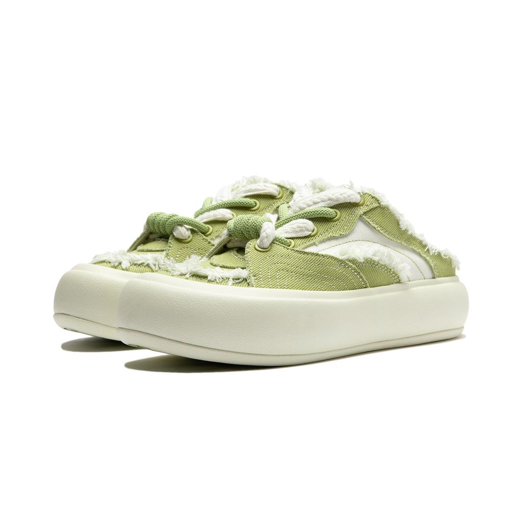New LiNing Puff Mule Cushioning Wear-Resistant Low-Top Skateboard Shoes Women's Green White AZGU014-4