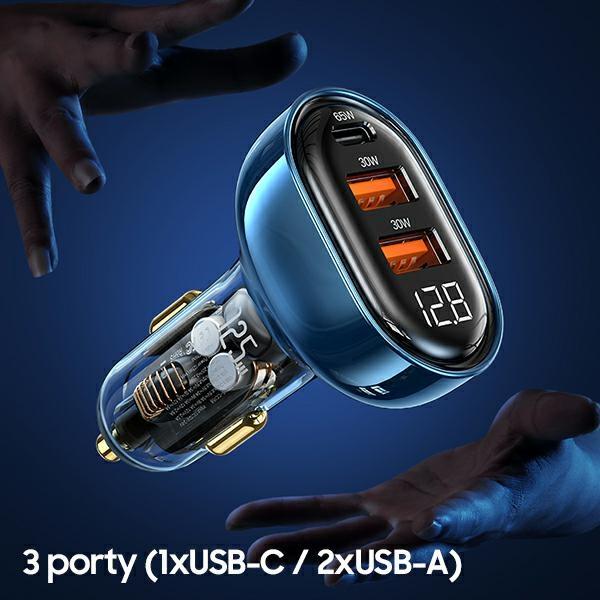 USAMS Land. Alone. 2Xusb+1Xusb-C 125Wfast Charge Transparent Blue Cc158Cc02 (Us-Cc158)