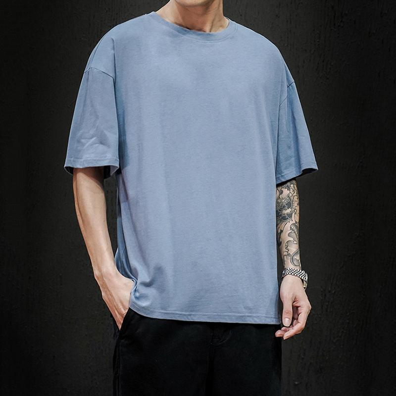 Tricou pentru bărbați nou de vară Tricou solid la modă pentru bărbați Hip Hop supradimensionat cu mânecă scurtă, casual, din bumbac, tricouri de top pentru bărbați