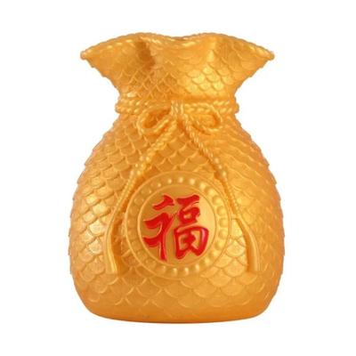 Plastic Blessed Bag Flowerpot Vase Red/Gold Chinese Style Fortune Making Flower Vase Money Bag Shape Flower Arrangement Vase