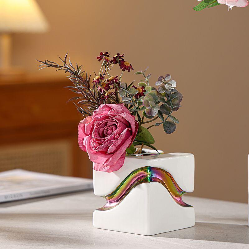 Modern Color Special-shaped Ceramic Vase Art Streamline Color Irregular Hydroponic Vase Flower Arrangement Container Decoration