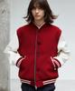Trip Le Sens Double Button Zipper Wool Varsity Jacket_Black