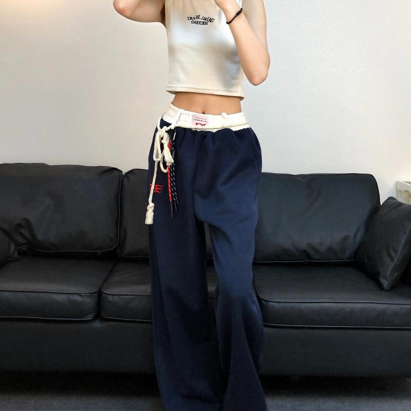 

Navy Blue Straight-Leg Casual Sweatpants L синій