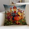 Fun CChicken RunS Cushion Cover Breathable and Skinfriendly Linen Pillowcase Square Removable and Washable Cushion