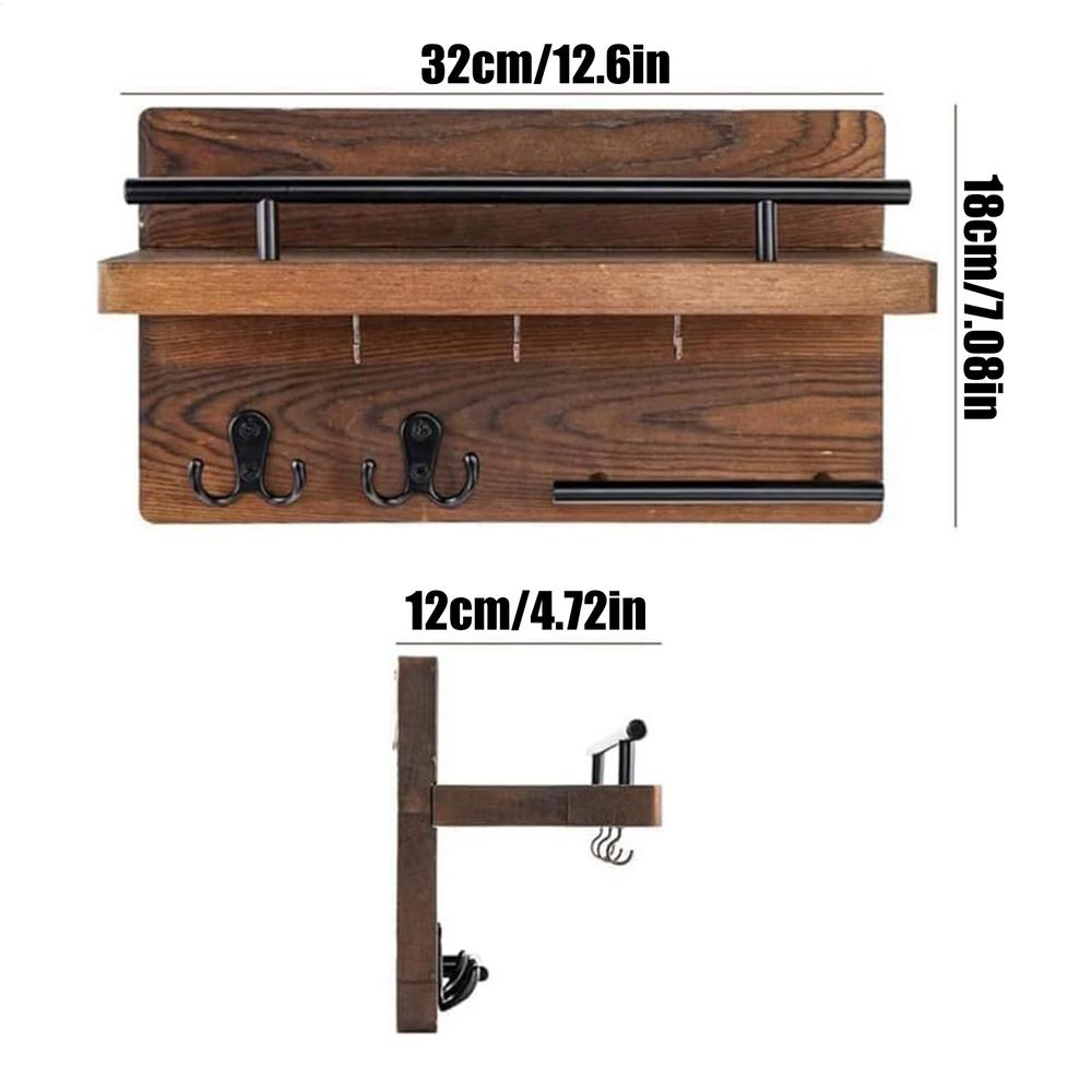 

Key Holder Wall Mount Wooden Retro Decorative Hanger Wall Mounted Key Holder with Floating Shelf Hook for Entryway Home
