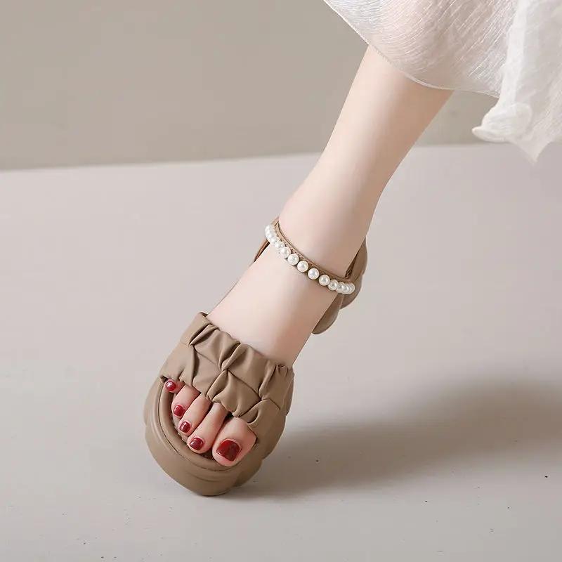 Fashion Sabot Open Toe Luxury 2025 Vip Summer Women's Sandals Chic and Elegant Asian Size New Breathable Fashion Designer Ladies Shoes