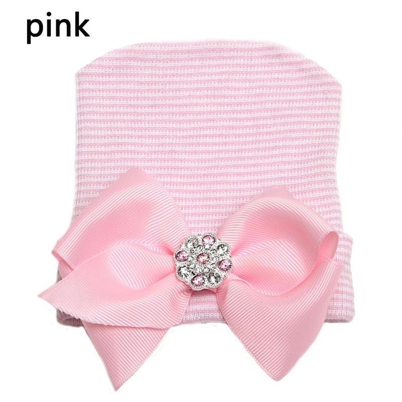 Cute Newborn Baby Infant Girl Toddler Comfy Bowknot Hospital Cap Beanie Hat