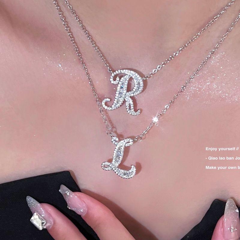 

Letter Rhinestone Birthday Gift Silver Simple Necklace Letter O