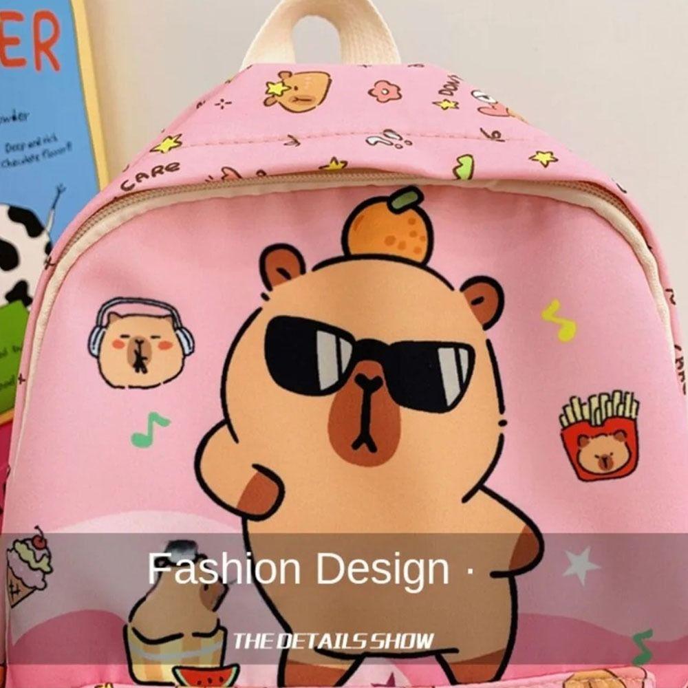 Ultra-light Children Capybara Backpack Nylon Cartoon Animal Book Bag Cute Kids   Schoolbag  Gifts
