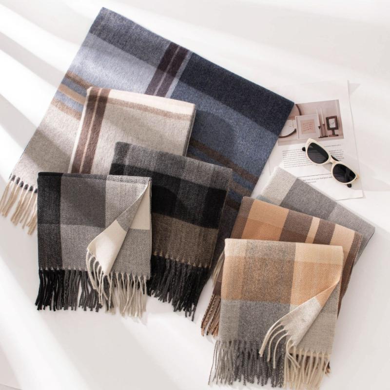 New autumn and winter cashmere plaid scarf women's versatile atmosphere high-end winter scarf women's shawl