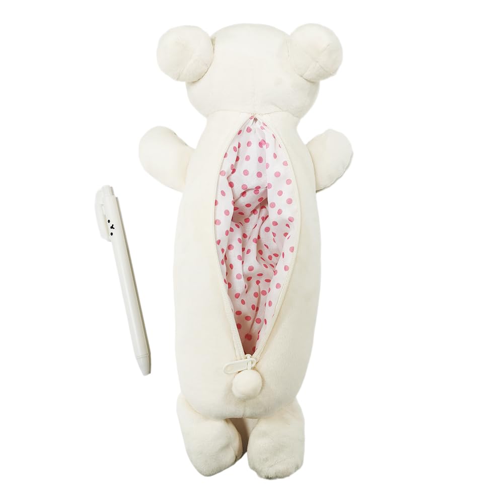 Lila Plush Bear Pencil Case with Korila Fluffy and Cute Pencil Case with Storage Large School Christmas Unisex Pen, Stationery, Goods, Bag, Capacity,