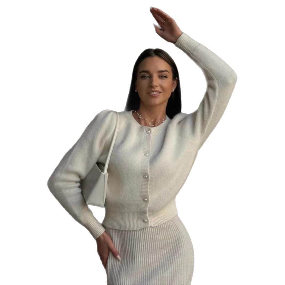 Cardigan Sweaters for Women Fall Long Sleeve Knit Button Open Front Casual Outerwear Coat Women's Fuzzy Crew Neck Chunky Cardigans Sweater Jackets