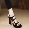 Fashion Summer Gladiator Women Platform Sandals High Block Heel Peep Toe Black Red Buckle T-srap Zipper Casual Dress Office Ladies Shoes