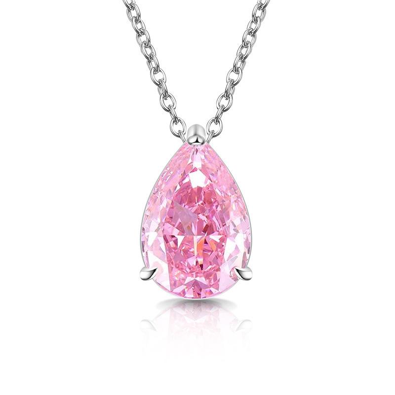 Caibao Ice Flower Cut High Carbon Diamond Pear Shaped Pendant Fashionable, Simple, Light Luxury Water Drop Necklace