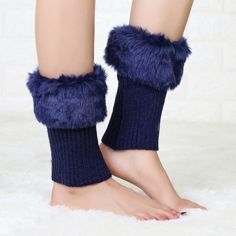 Women's Winter New Average Size Short Flip Flop Fur Warm Socks Boot Covers Knitted Wool Leg Warmers Breathable Anti-friction