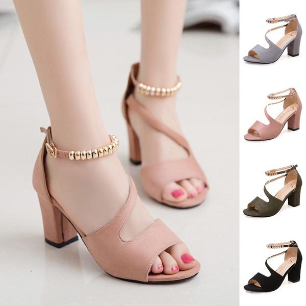 

Размер 34-42 Женщины Летняя мода Peep Toe Bow Chunky Высокий каблук Сандалии Насосы