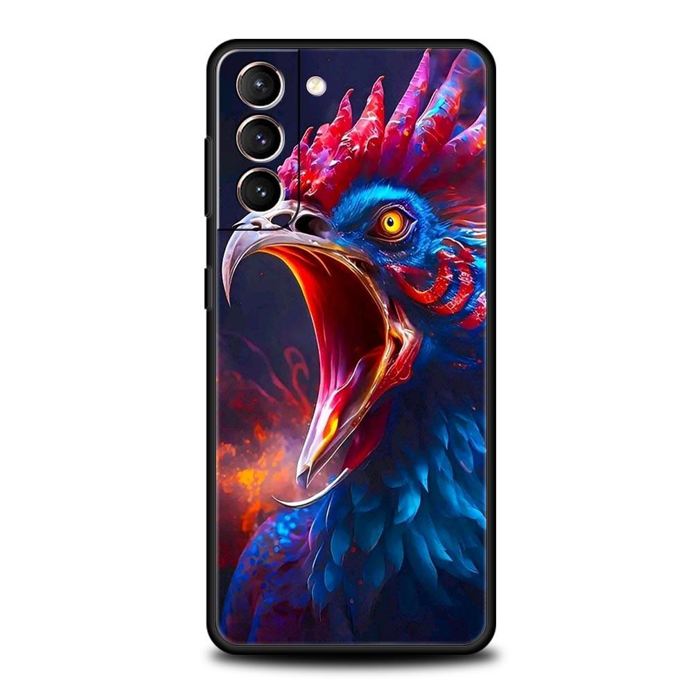 Cock Rooster Chicken Phone Case For Samsung Galaxy S26 Ultra S25 Plus S24 FE S23 S22 5G S21 S20 Cover Black Soft