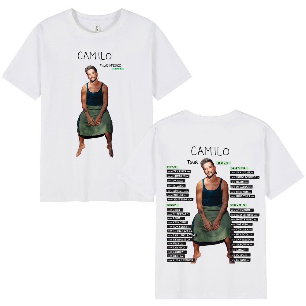 Singer Camilo Tour 2026 Merch Tshirts Unisexs Women Clothing Fashion Hip Hop Oversized T Shirts Cotton Casual T Shirt Streetwear