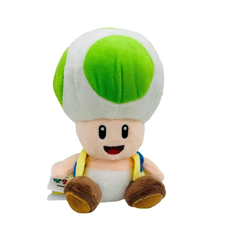 Super Mario 17cm Toad Plüschtier Mit 5 Bunten Sitzenden Pilzfiguren