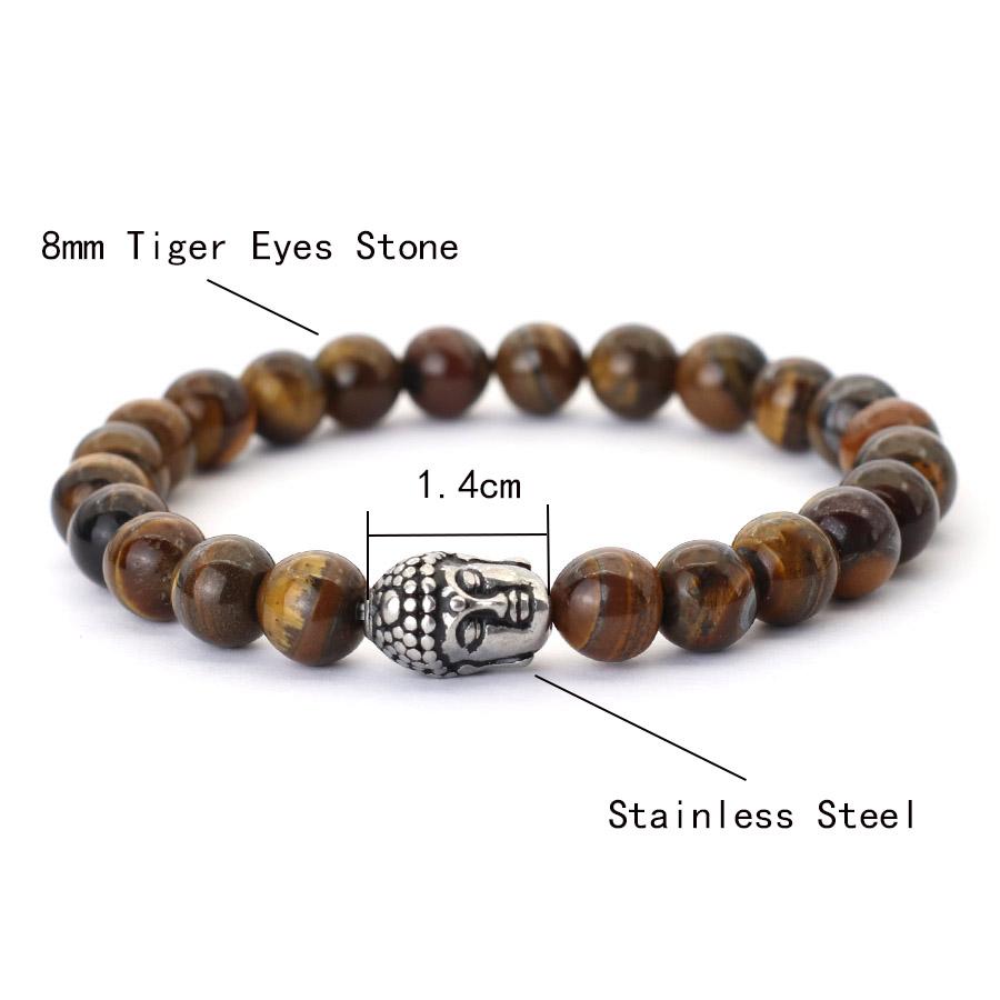 New One Buddha One Demon Beaded Men Bracelet Unfading Not Allergic Stainless Steel Natural Stone Braslet Homme Meditation Joias