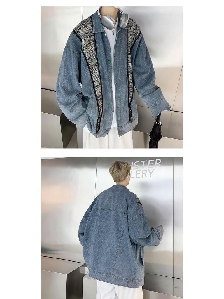 Men's Retro Denim Jacket: Trendy American Design, Loose-Fit Casual, Autumn/Winter
