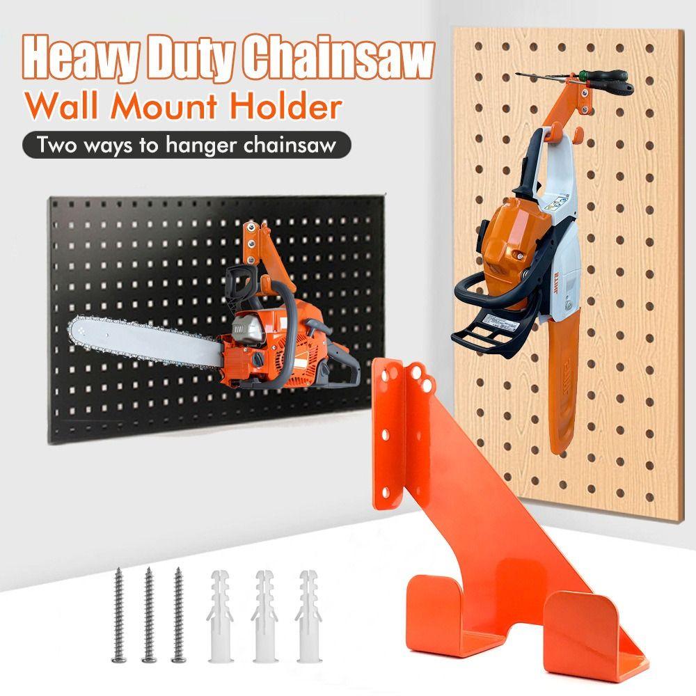 Premium Universal Chainsaw Holder Rust-Proof Metal Chainsaw Hanger Anti-Slip Hooks Space-Saving Storage Organizer Workshop
