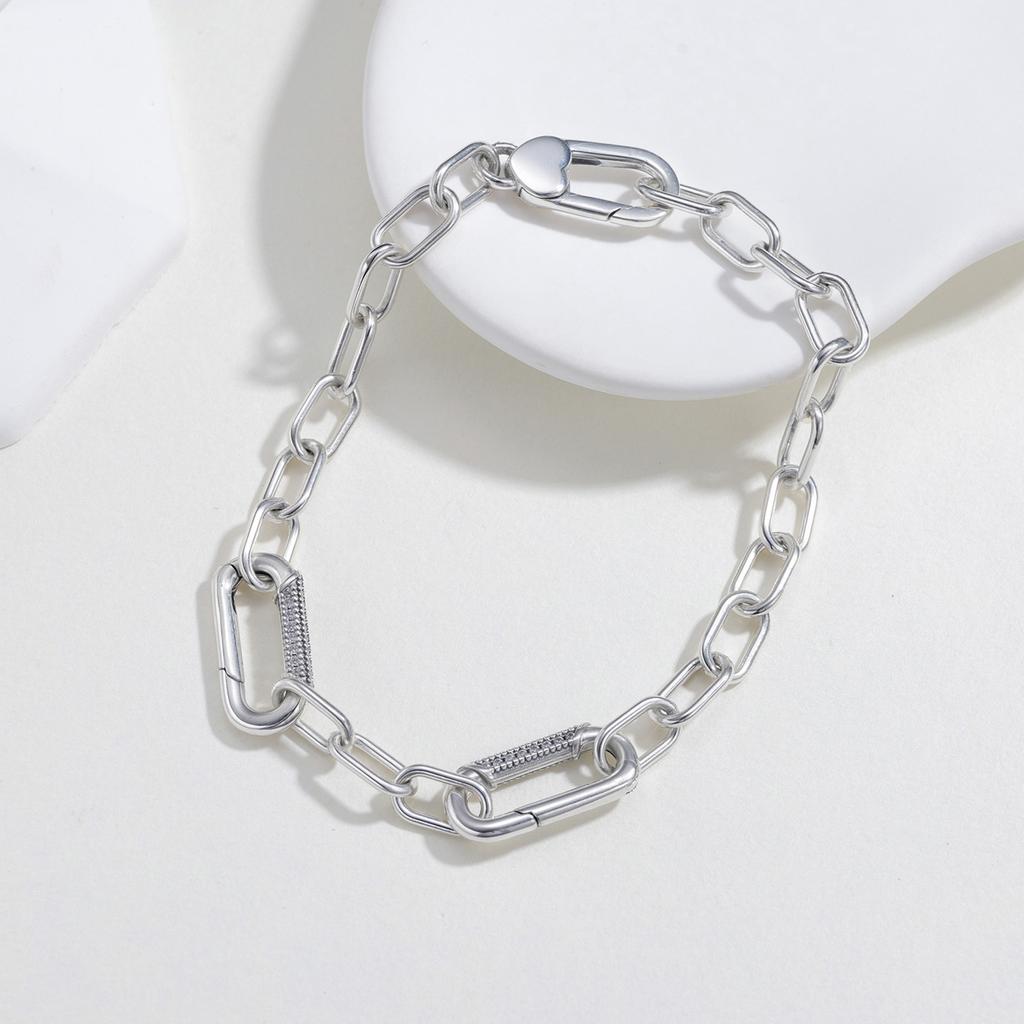 New 925 Silver Bracelet with Diamond Clasp Beaded Charm DIY Jewelry for Women Perfect Holiday Gift