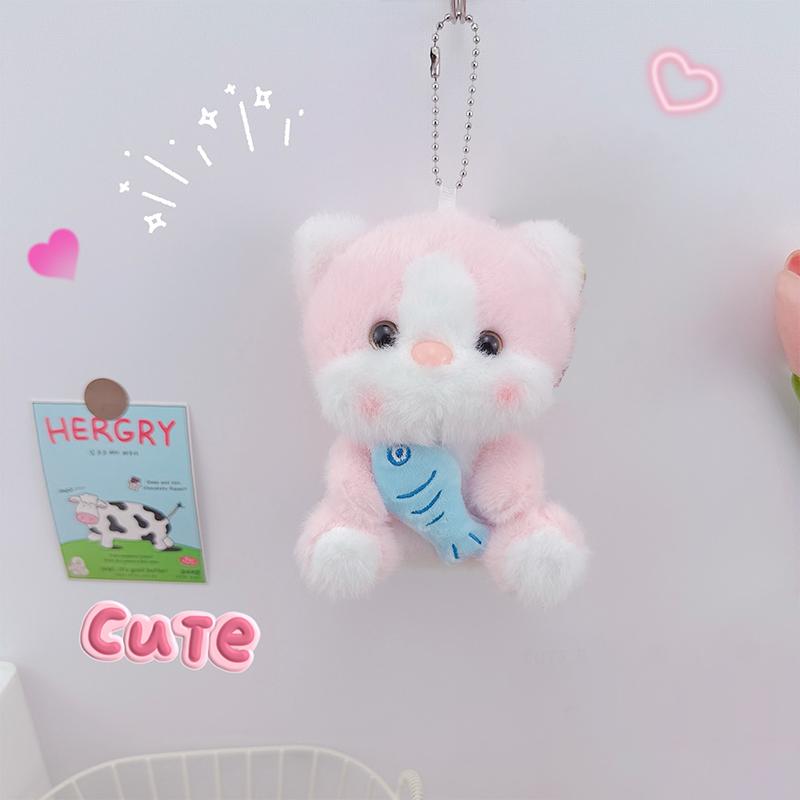 

Creative Plush Kitten Keychain Cute Cartoon Cat Keyring Lovely Backpack Pendant Bag Hanging Decoration Car Key Holder Gifts