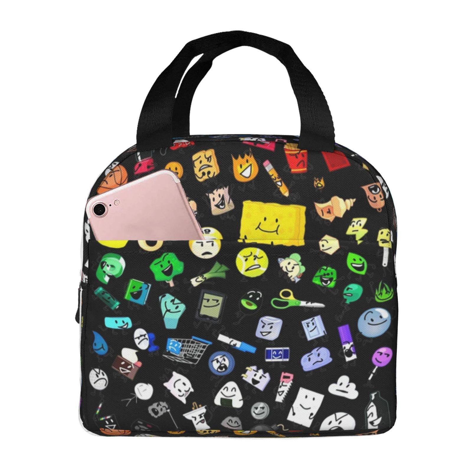 BFB and TPOT Battle for Dream Island Print Lunch Bag Portable Thermal Cooler Insulated Bento Box for Kids Food Tote Bags чёрный