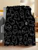 Cute Black White Kitten Flannel Blanket  Soft Warm AllSeason Throw for SofaBedOfficeTravel Perfect Gift for Cat Lovers