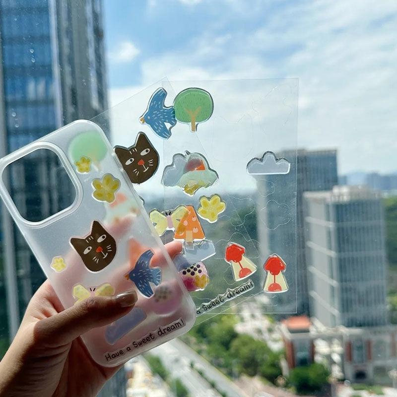 Cute Cake Wishing Pool 3D Relief Resin Sticker Girl Phone Case Laptop Transparent Jelly Decal Stationery Notebook DIY Decoration