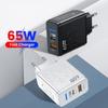Multifuntional 65W Wall Charging Adapter USB Type C Port Intelligent Power Desktop Charging Station Plastic Texture